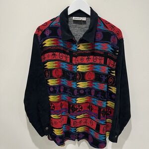 Vtg CHICO'S DESIGN Womens Large Zip Up Jacket Southwest Colorful Artsy Aztec